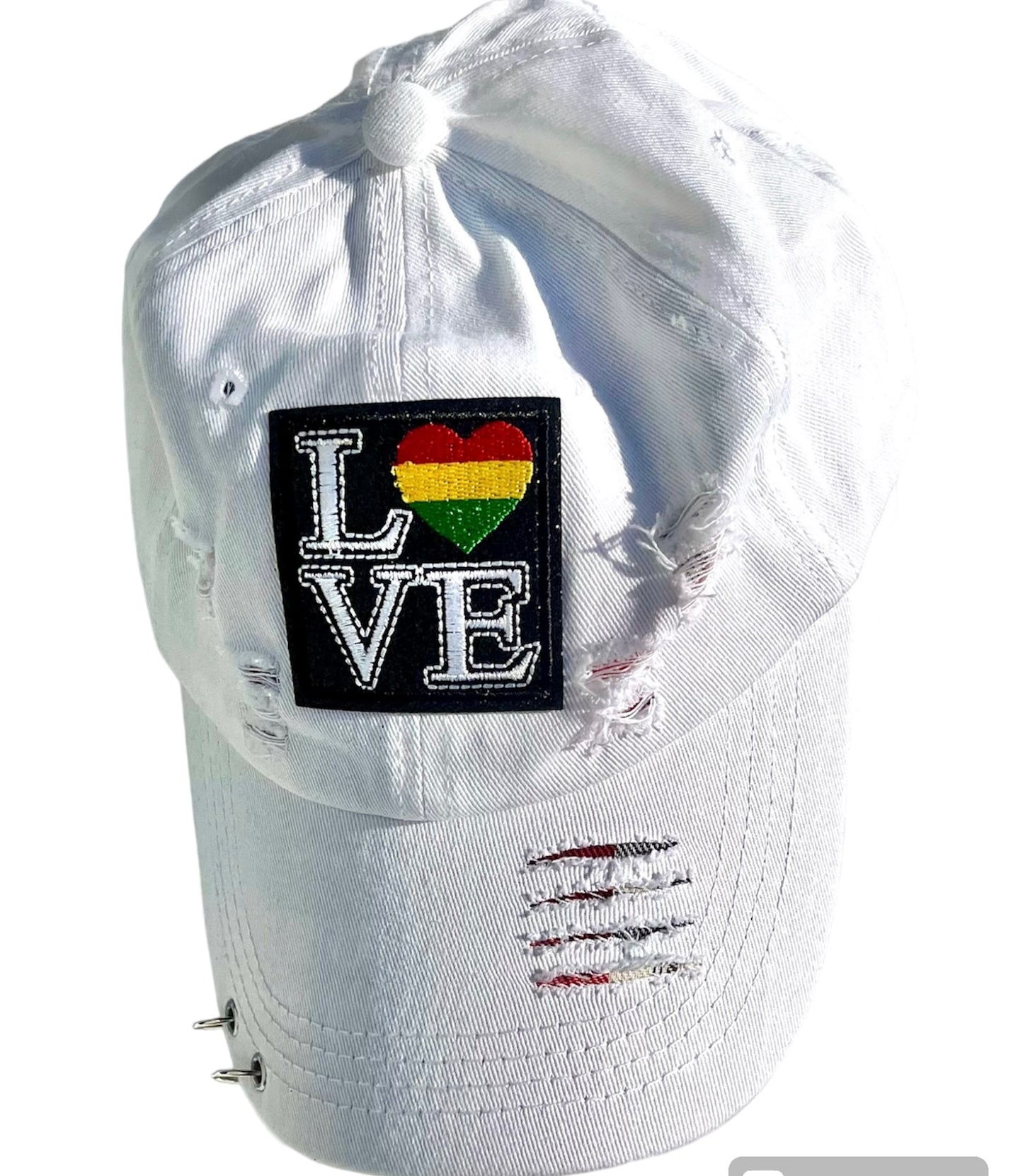 Love distressed hat
