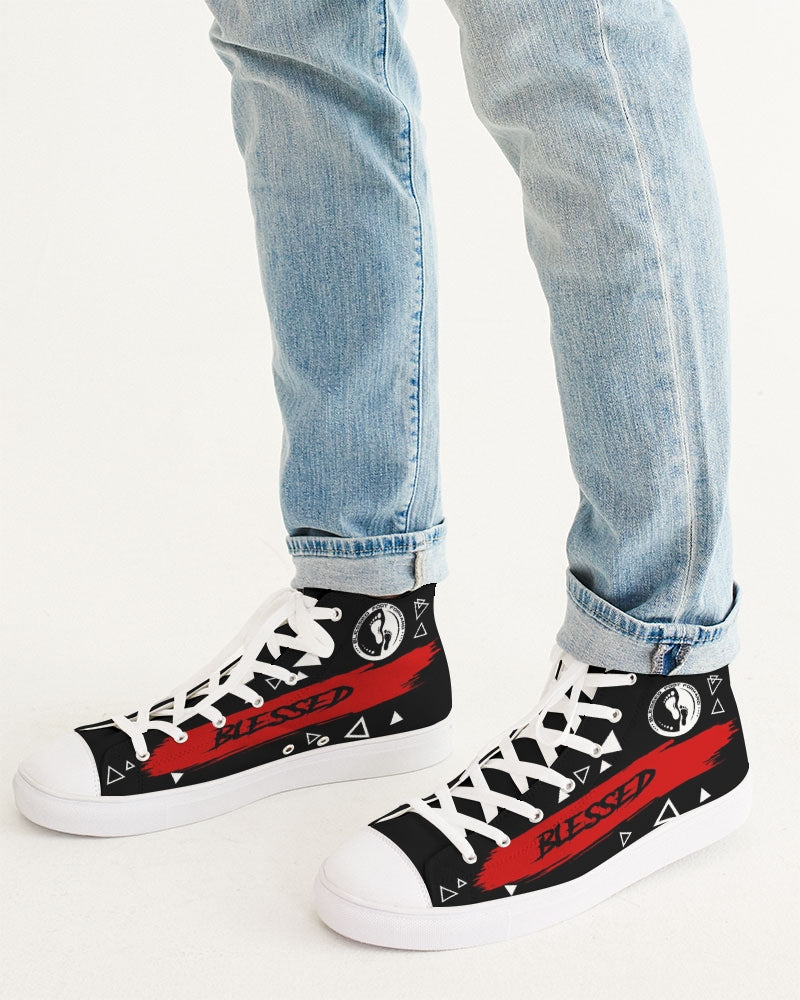 Men's High-top Canvas Sneaker - Blessed in Red and Black