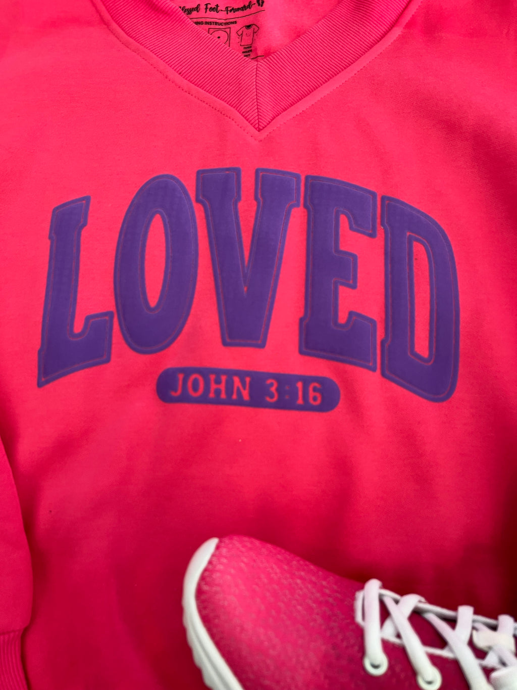 Loved V-NECK FLEECE LINED LOOSE FIT SWEATSHIRT