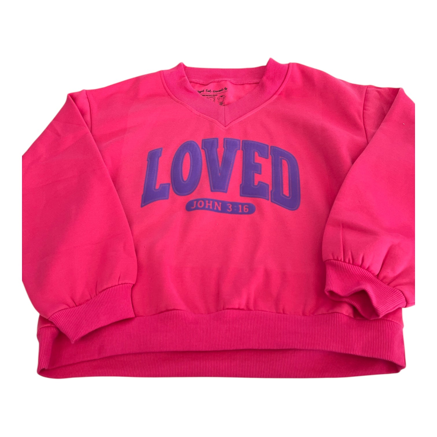 Loved V-NECK FLEECE LINED LOOSE FIT SWEATSHIRT