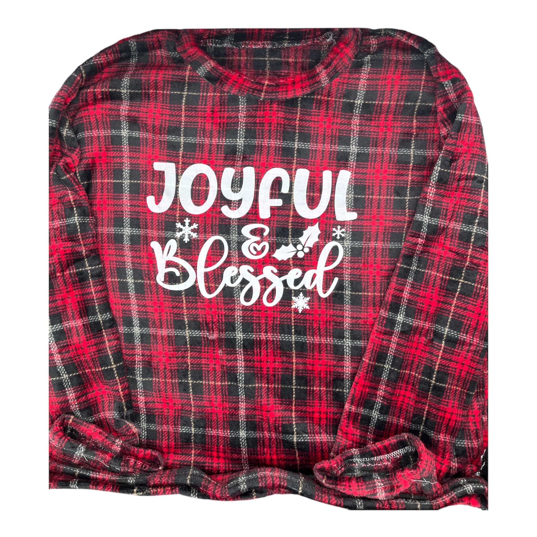Joyful and Blessed Plaid Microfleece Lounge Sets