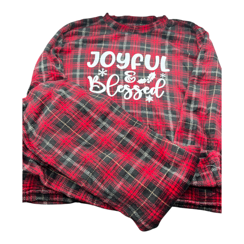 Joyful and Blessed Plaid Microfleece Lounge Sets