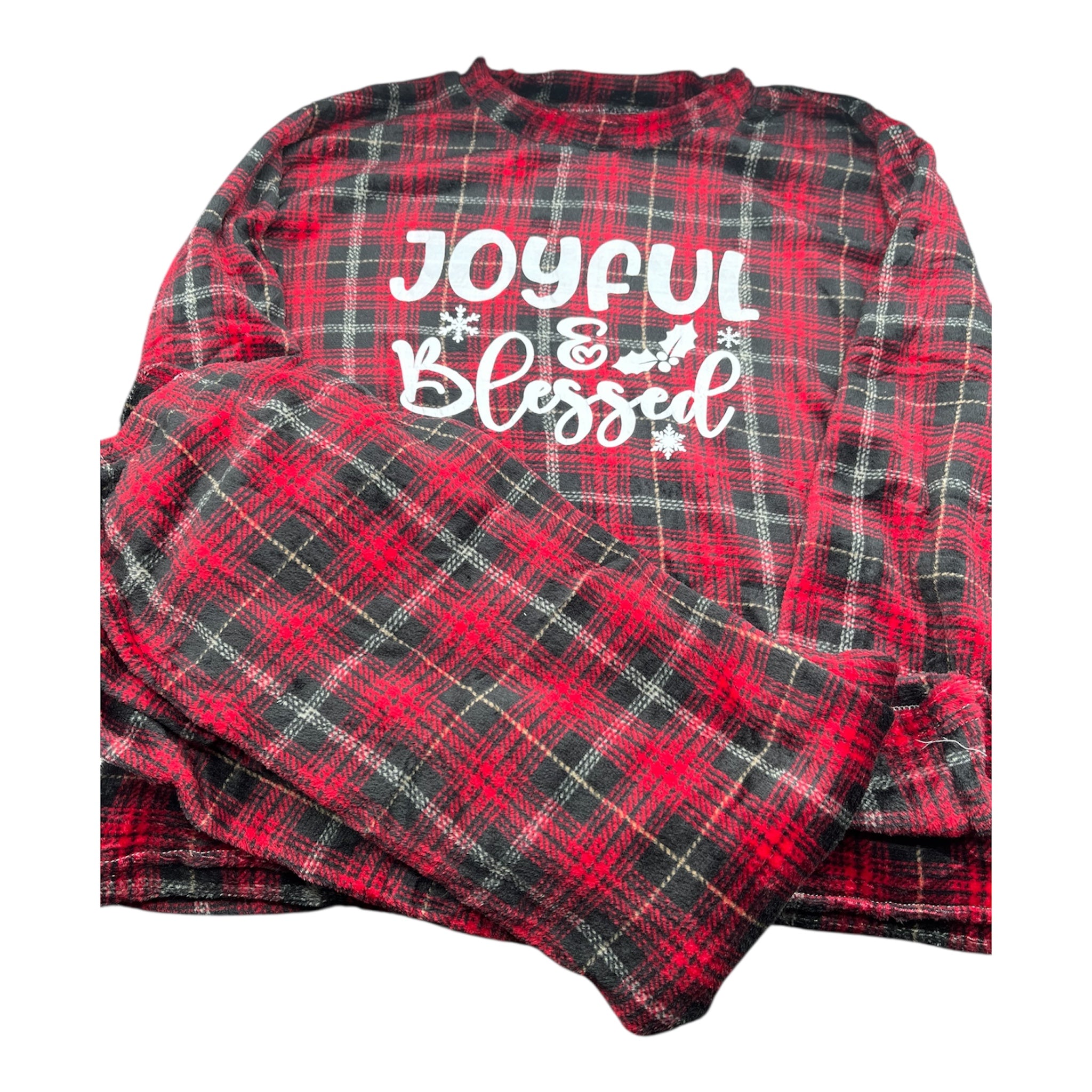 Joyful and Blessed Plaid Microfleece Lounge Sets