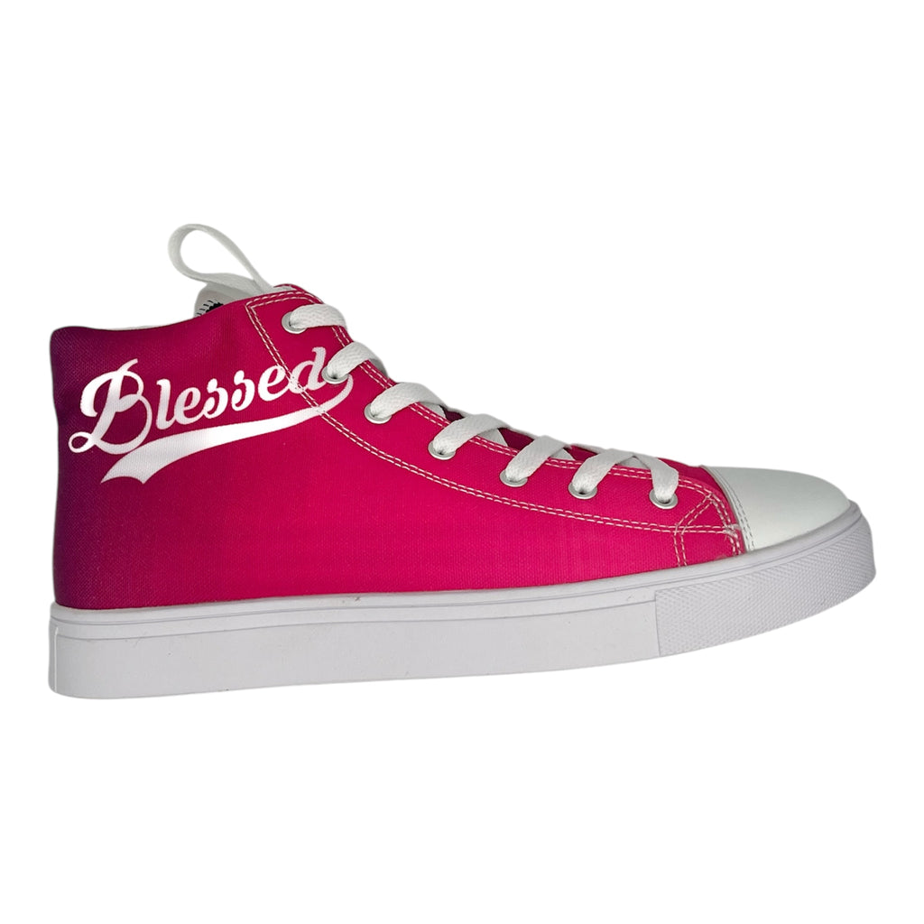 Blessed in Hot Pink Ombre Women's Hightop Canvas Shoe