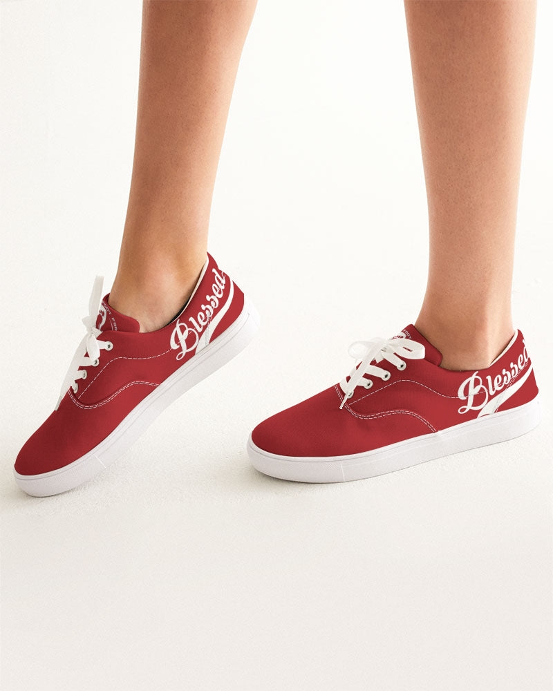 Blessed in Red Canvas Women's Lace Up Canvas Shoe