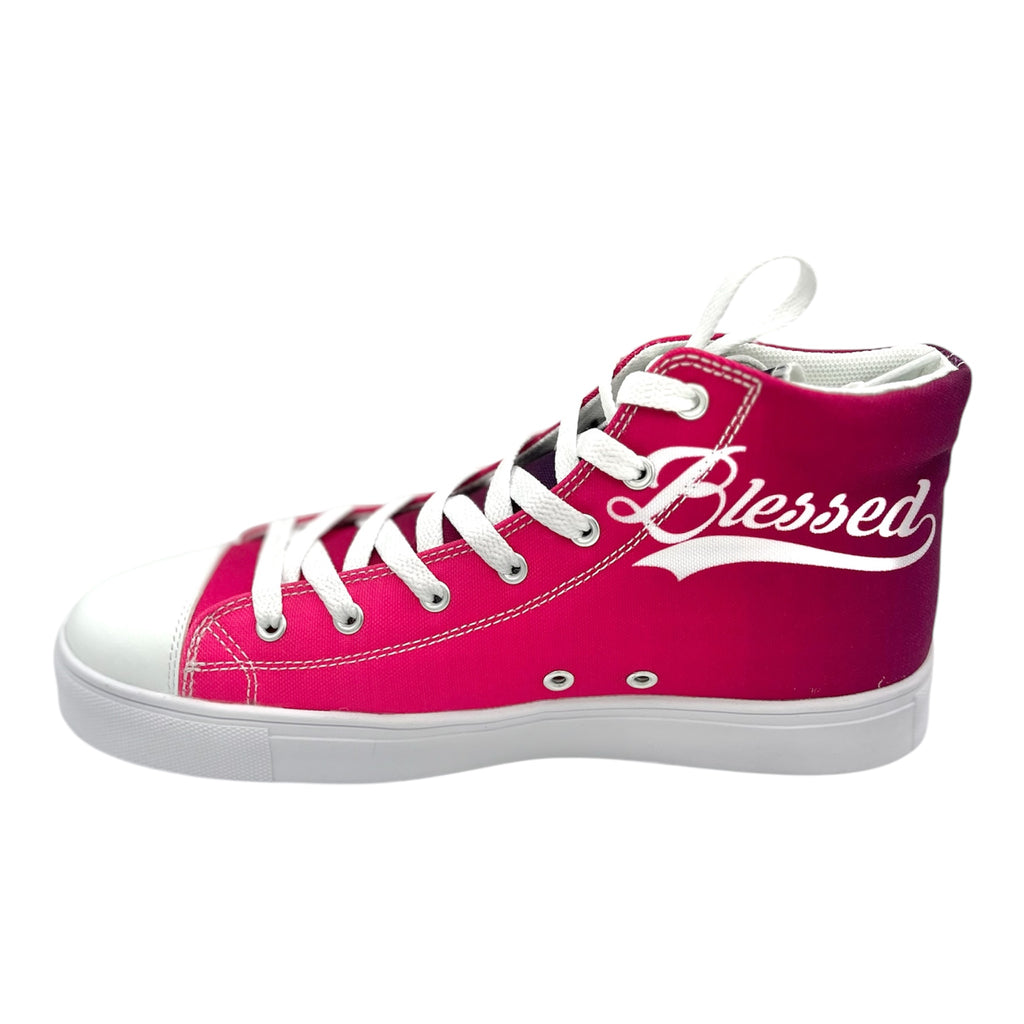 Blessed in Hot Pink Ombre Women's Hightop Canvas Shoe