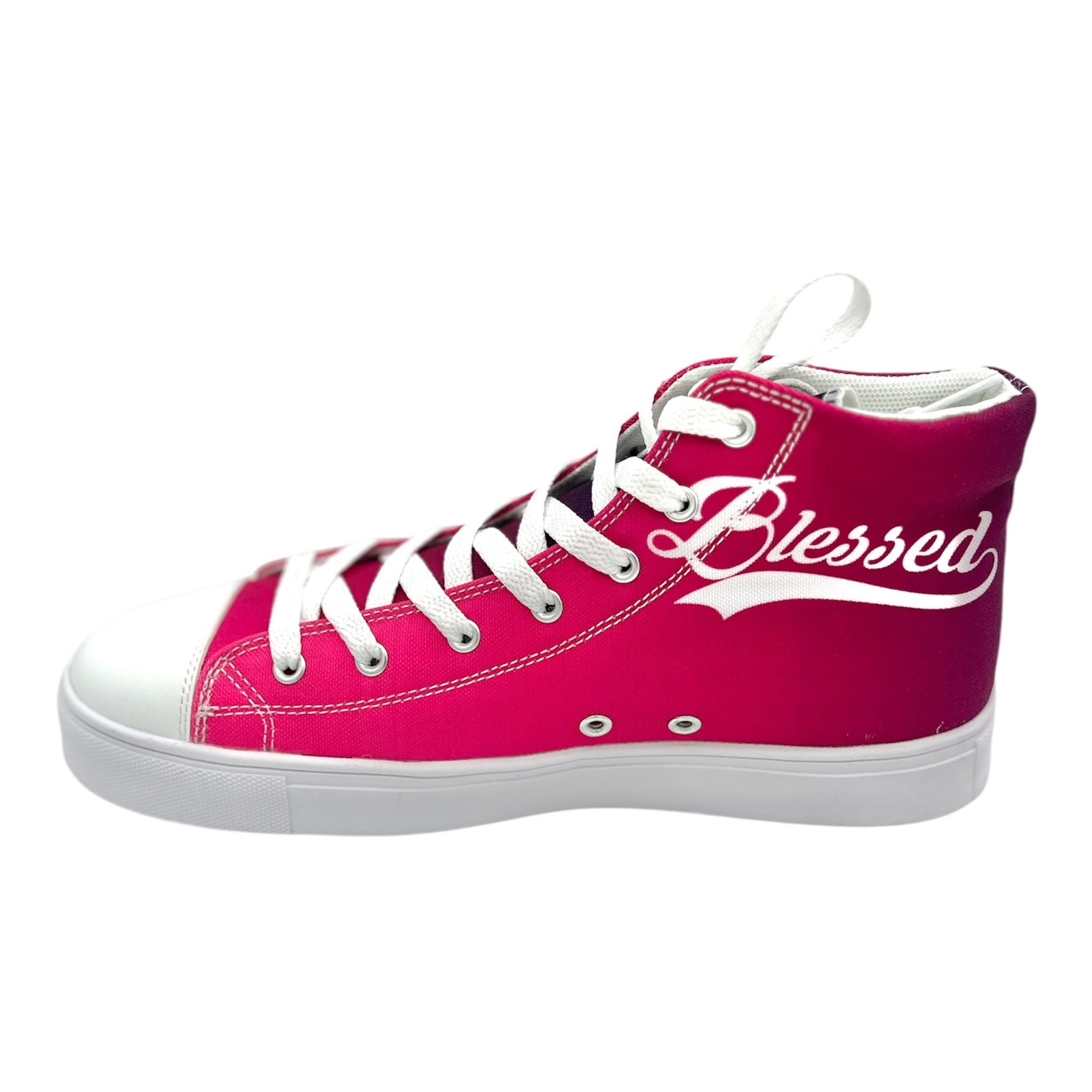 Blessed in Hot Pink Ombre Women's Hightop Canvas Shoe
