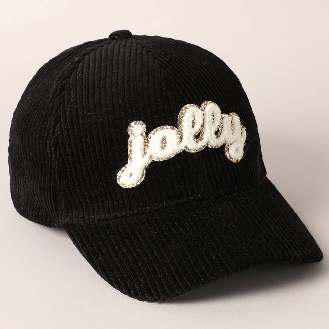 Jolly Chenille Glitter Patch Corduroy Baseball Cap