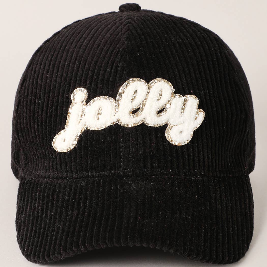 Jolly Chenille Glitter Patch Corduroy Baseball Cap