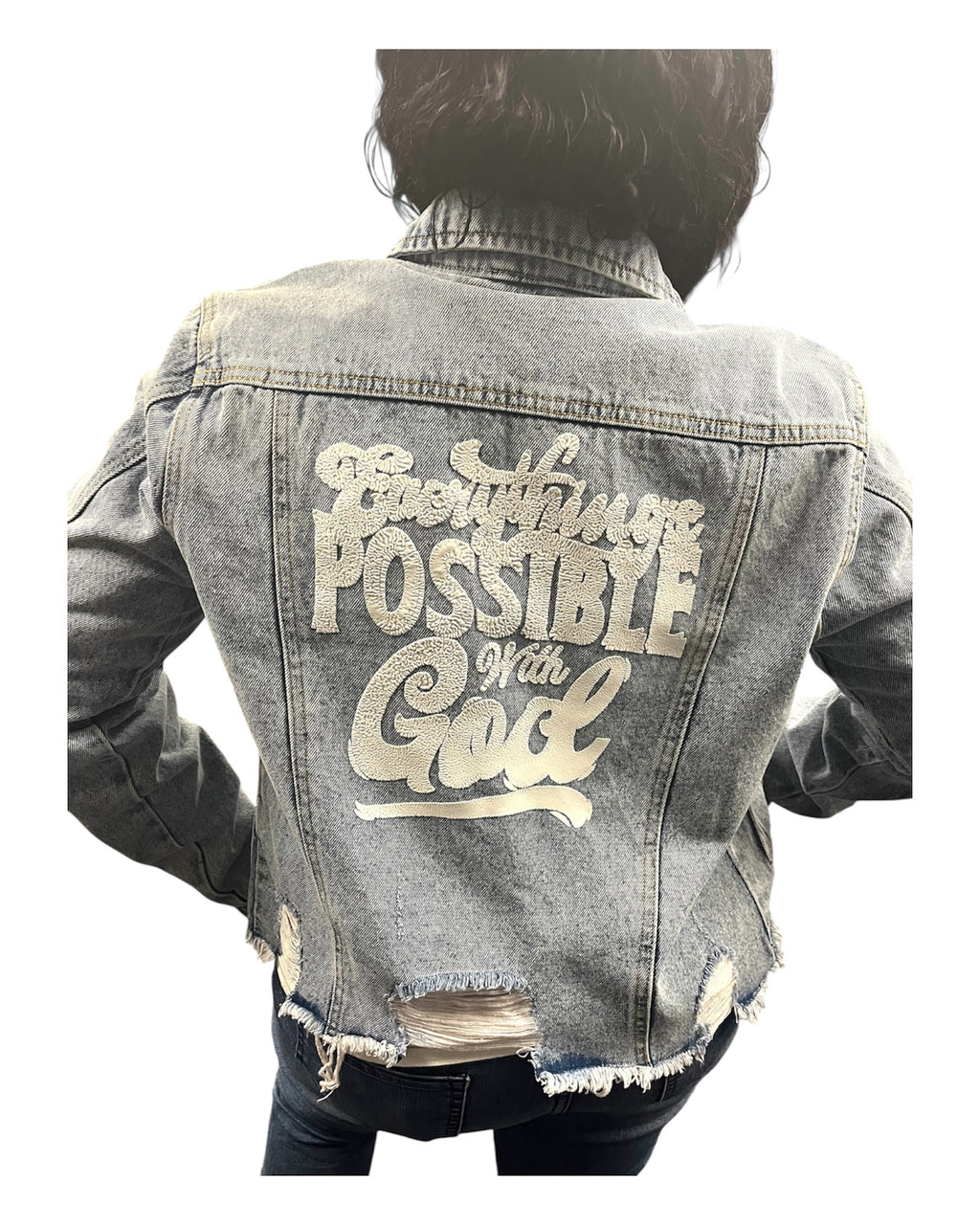 Everything is Possible with God Denim Jacket