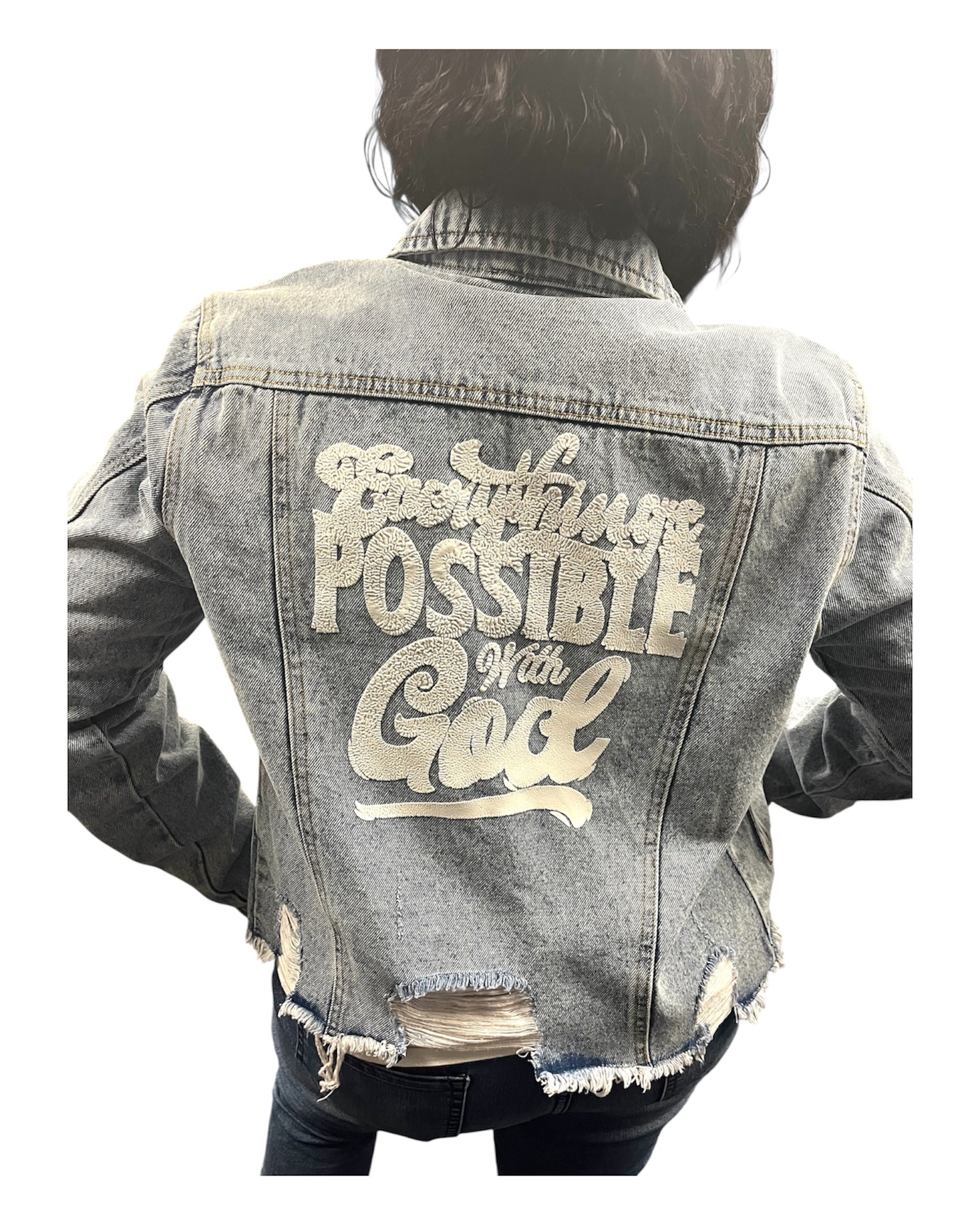 Everything is Possible with God Denim Jacket