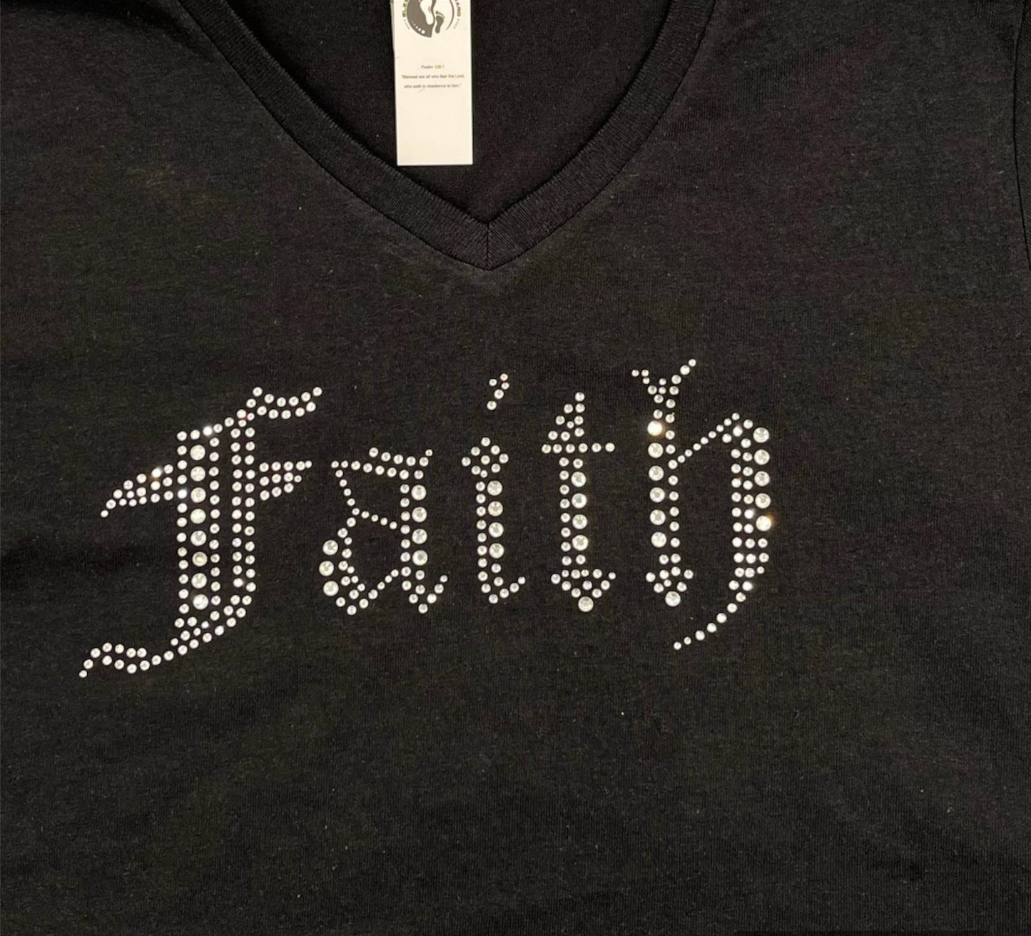 Faith -Rhinestone V-neck Tee