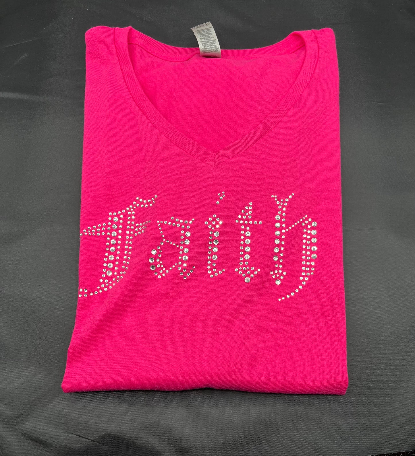 Faith -Rhinestone V-neck Tee
