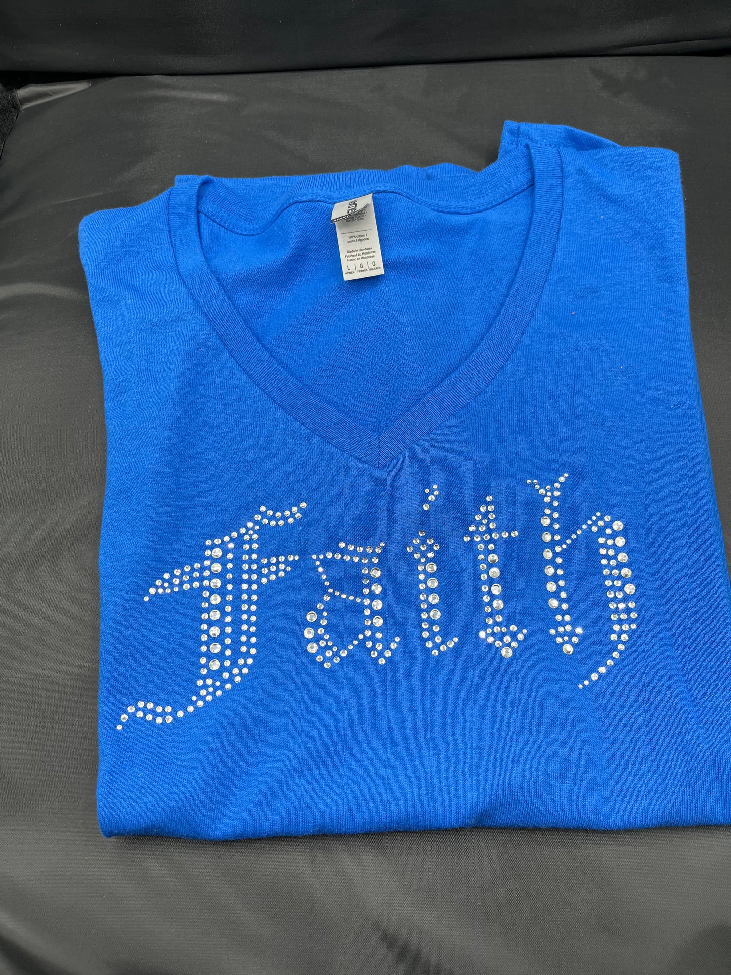 Faith -Rhinestone V-neck Tee