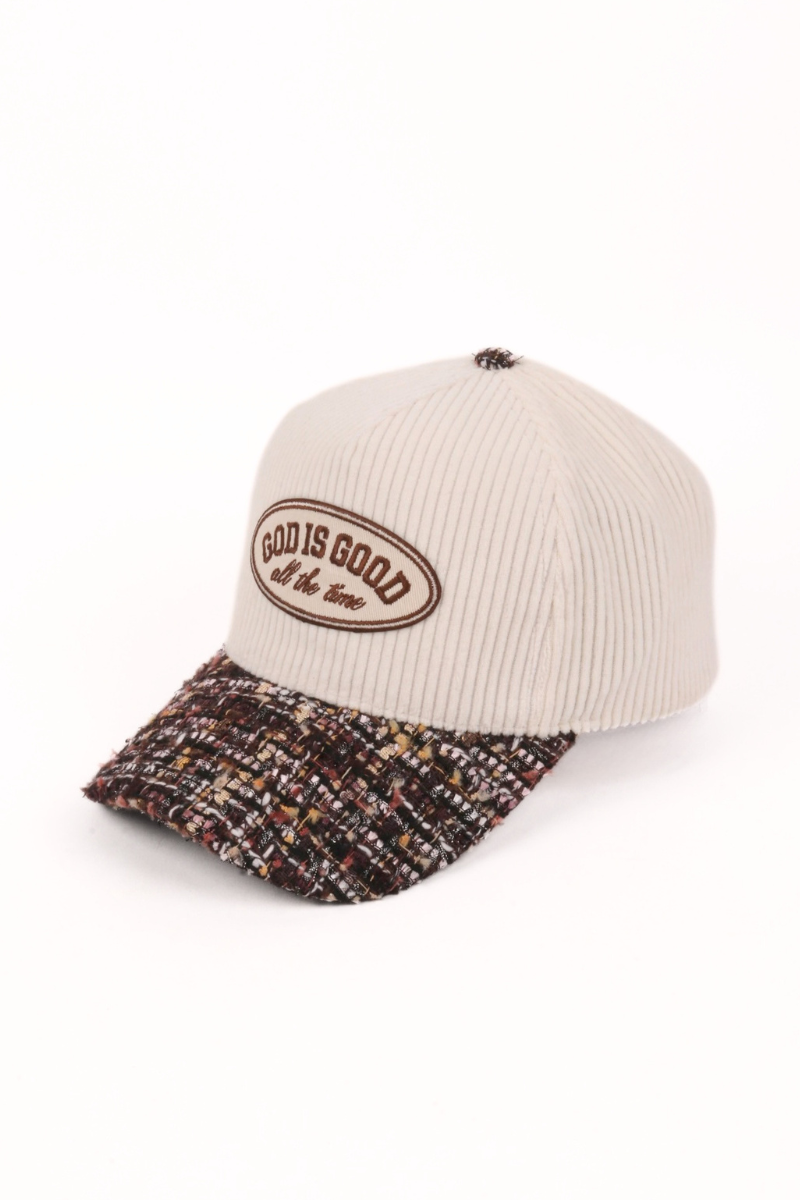 GOD IS GOOD ALL THE TIME Patch Corduroy Tween Brim Cap