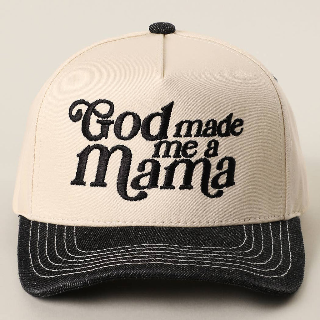 GOD MADE ME A MAMA Embroidery Two-Tone Trucker Hat