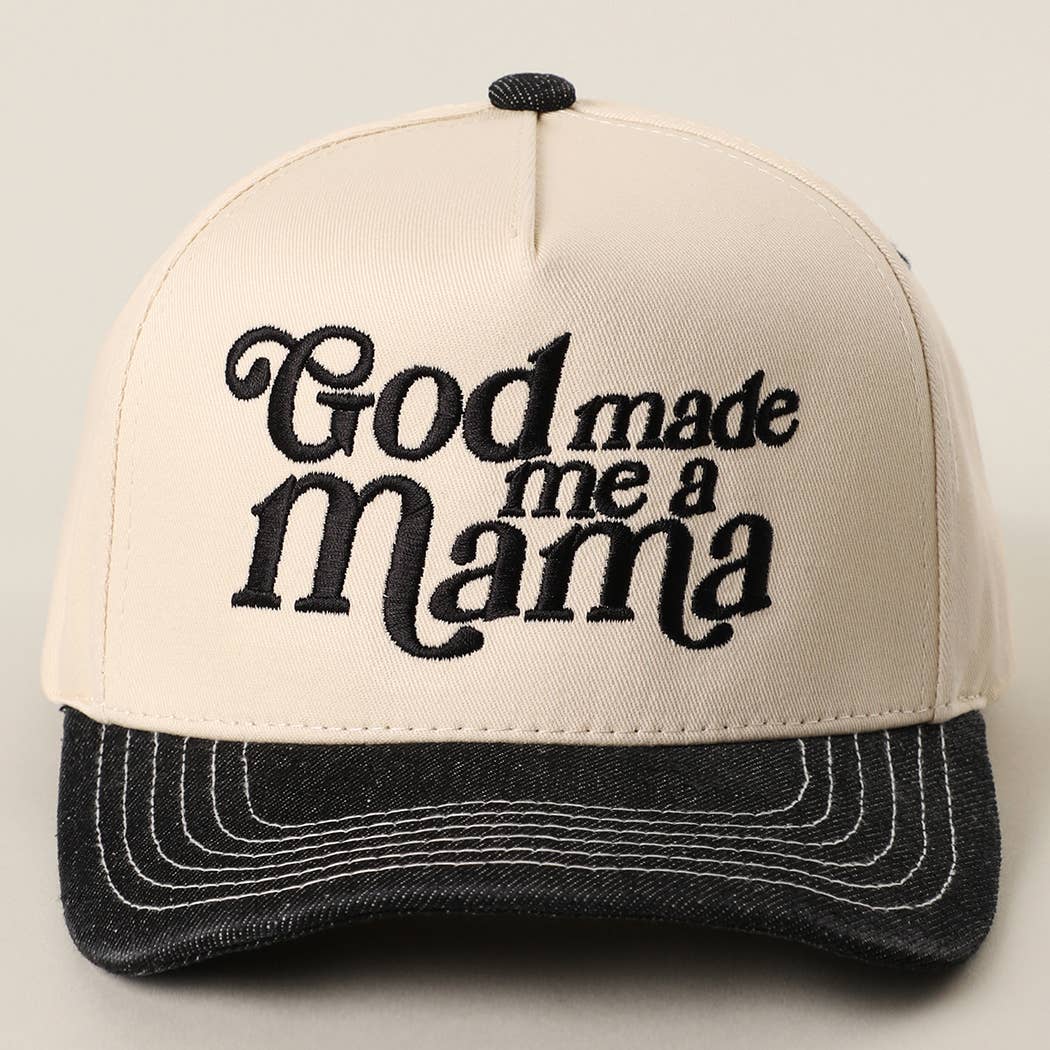 GOD MADE ME A MAMA Embroidery Two-Tone Trucker Hat