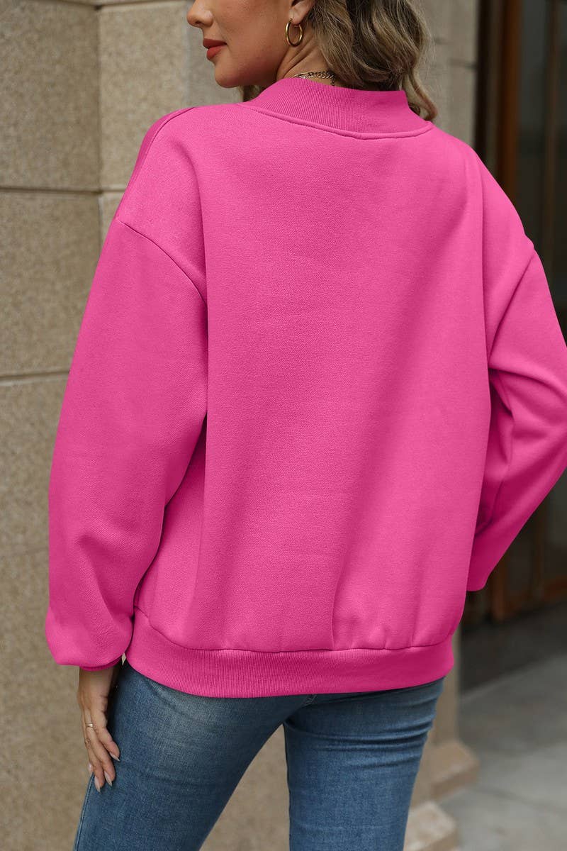 Loved V-NECK FLEECE LINED LOOSE FIT SWEATSHIRT