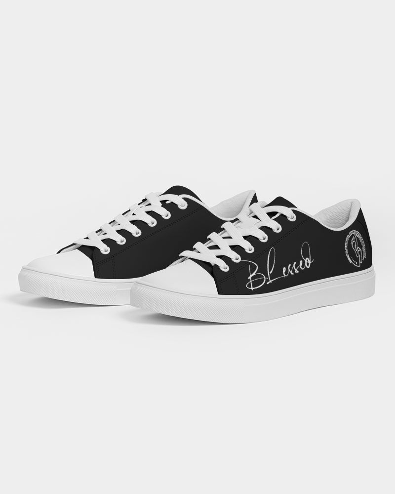 Women's Faux-Leather Sneaker- Simply blessed -white toe