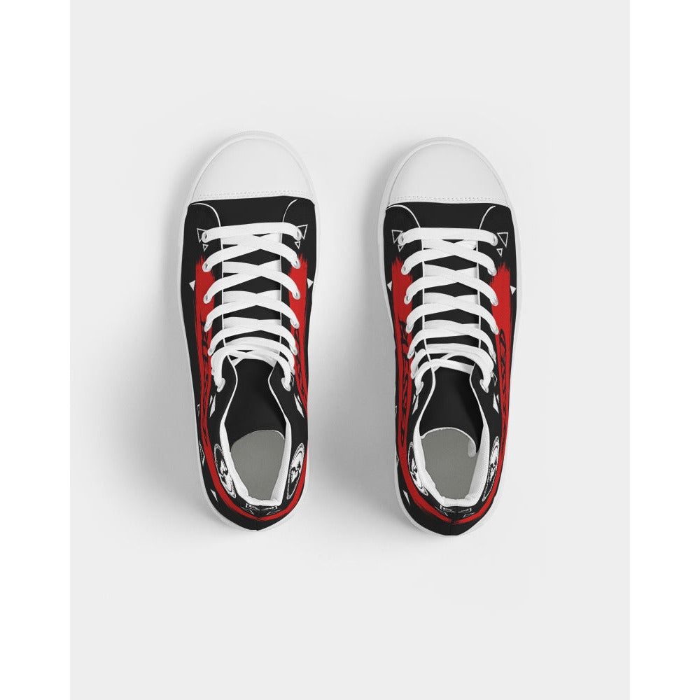 Women's High-top Canvas Sneaker- Blessed in Red- black tongue