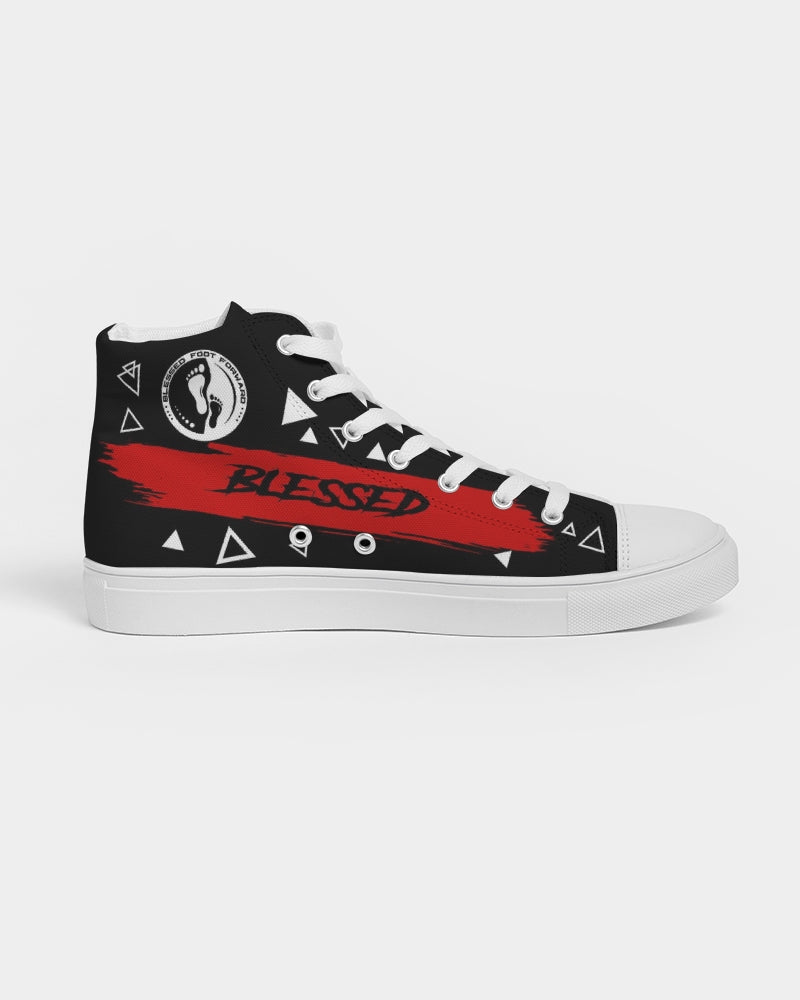 Men's High-top Canvas Sneaker - Blessed in Red and Black