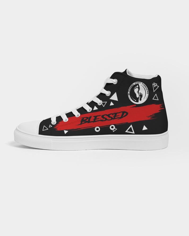 Men's High-top Canvas Sneaker - Blessed in Red and Black