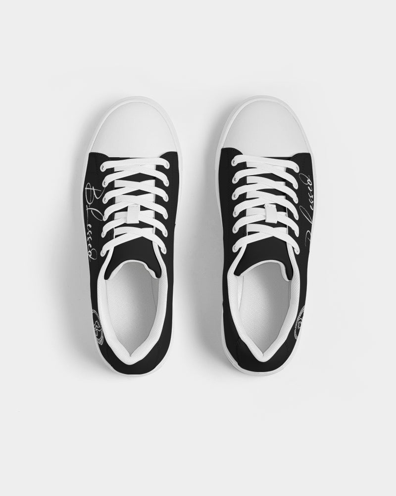 Women's Faux-Leather Sneaker- Simply blessed -white toe