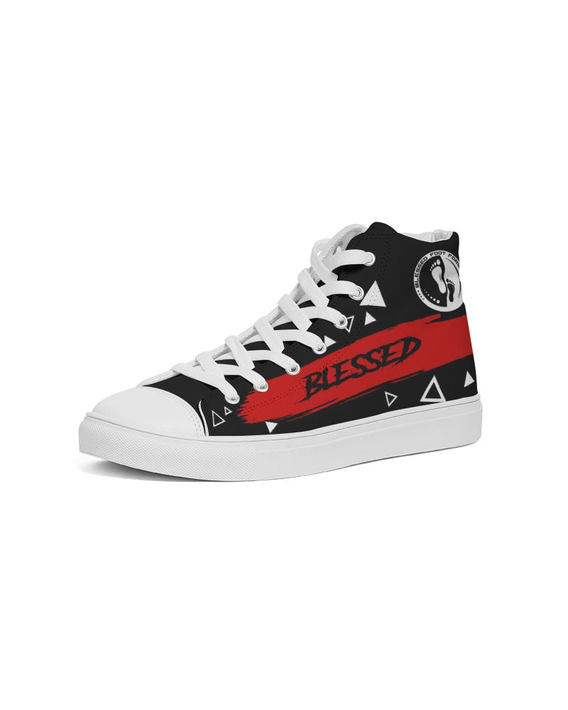 Men's High-top Canvas Sneaker - Blessed in Red and Black