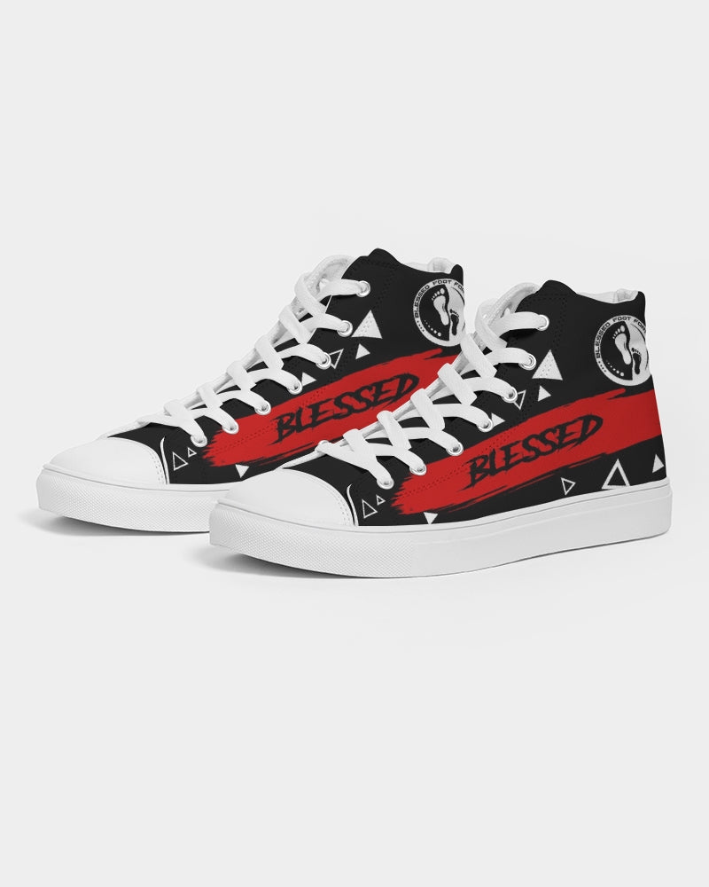 Men's High-top Canvas Sneaker - Blessed in Red and Black