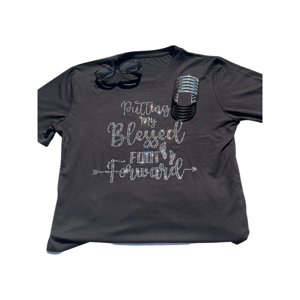 Women's Bling Tee Silver Rhinestone