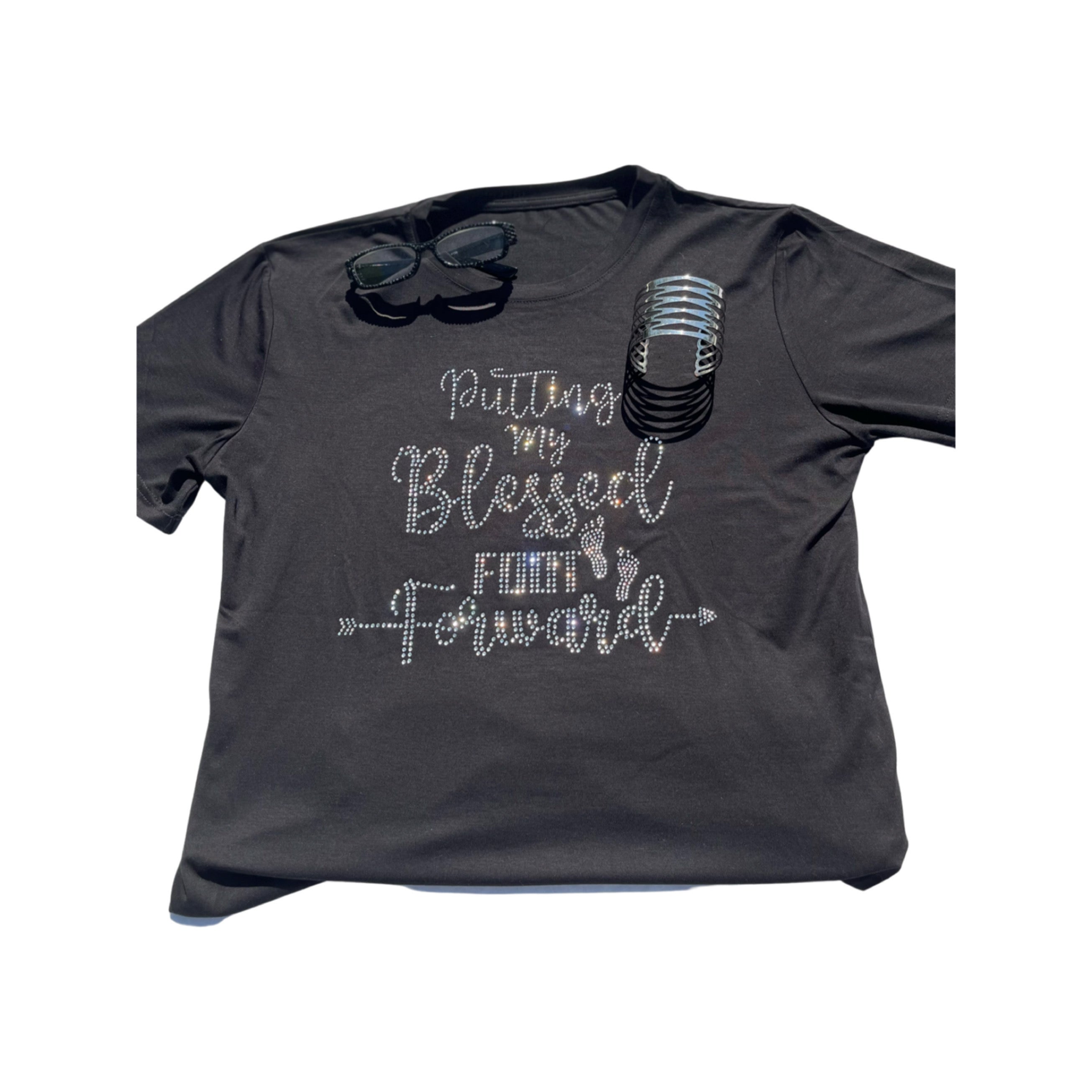 Women's Bling Tee Silver Rhinestone