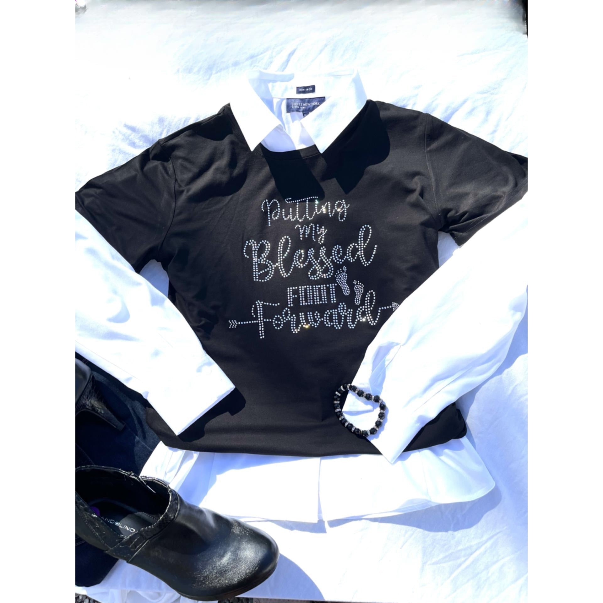 Women's Bling Tee Silver Rhinestone